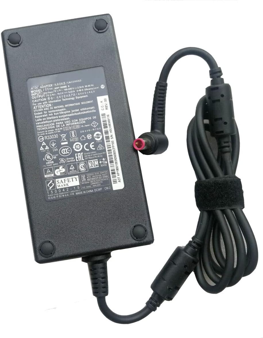 19V 9.23A 180W AC Power Adapter 7.4 x 5.0mm Big pin Compatible for Acer Predator 17 G5-793-79SG G5-793 G9-791-71MG G9-791-75PV Series ADP-180MB K Laptop Power Supply