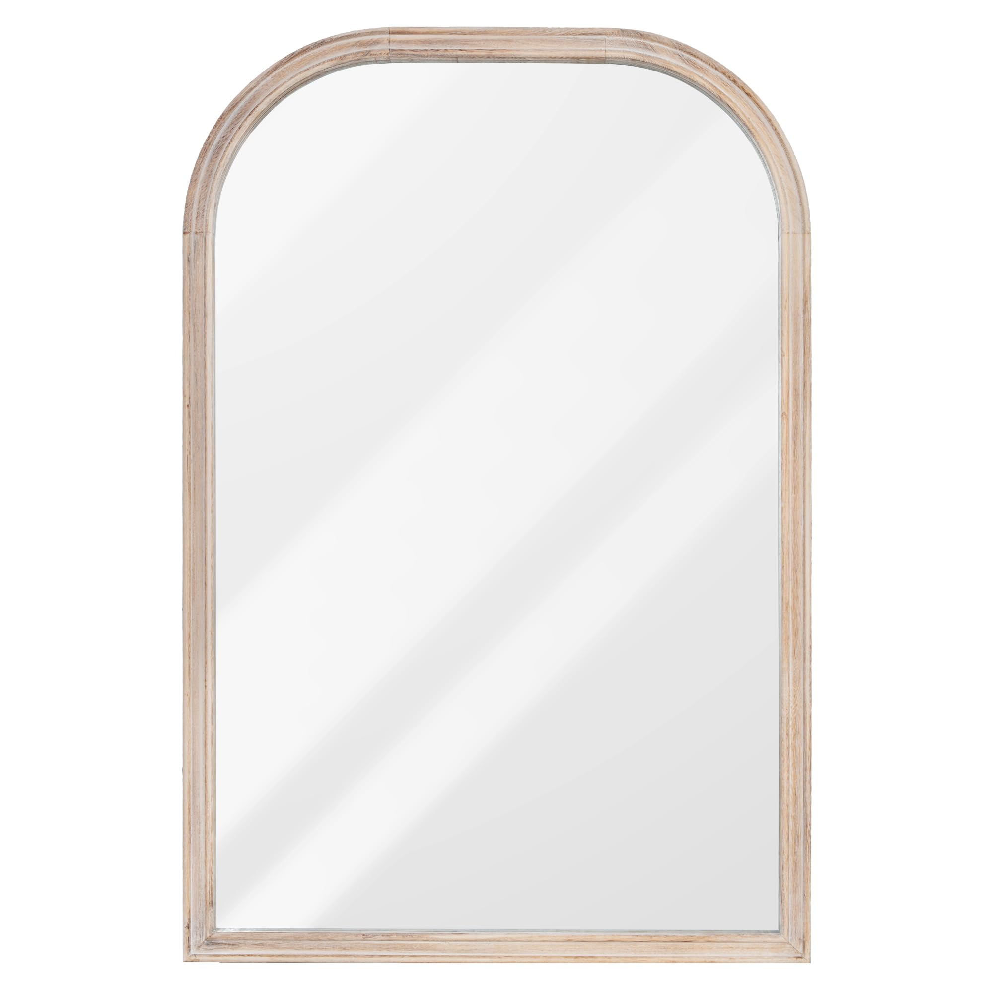 24x36 in Solid Wood Farmhouse Mirror for Bathroom,Farmhouse Wall Mirror with HD Tempered Glass, Rustic Wood Frame Wall Mirror for Living Room Bedroom Vanity Mirror, White