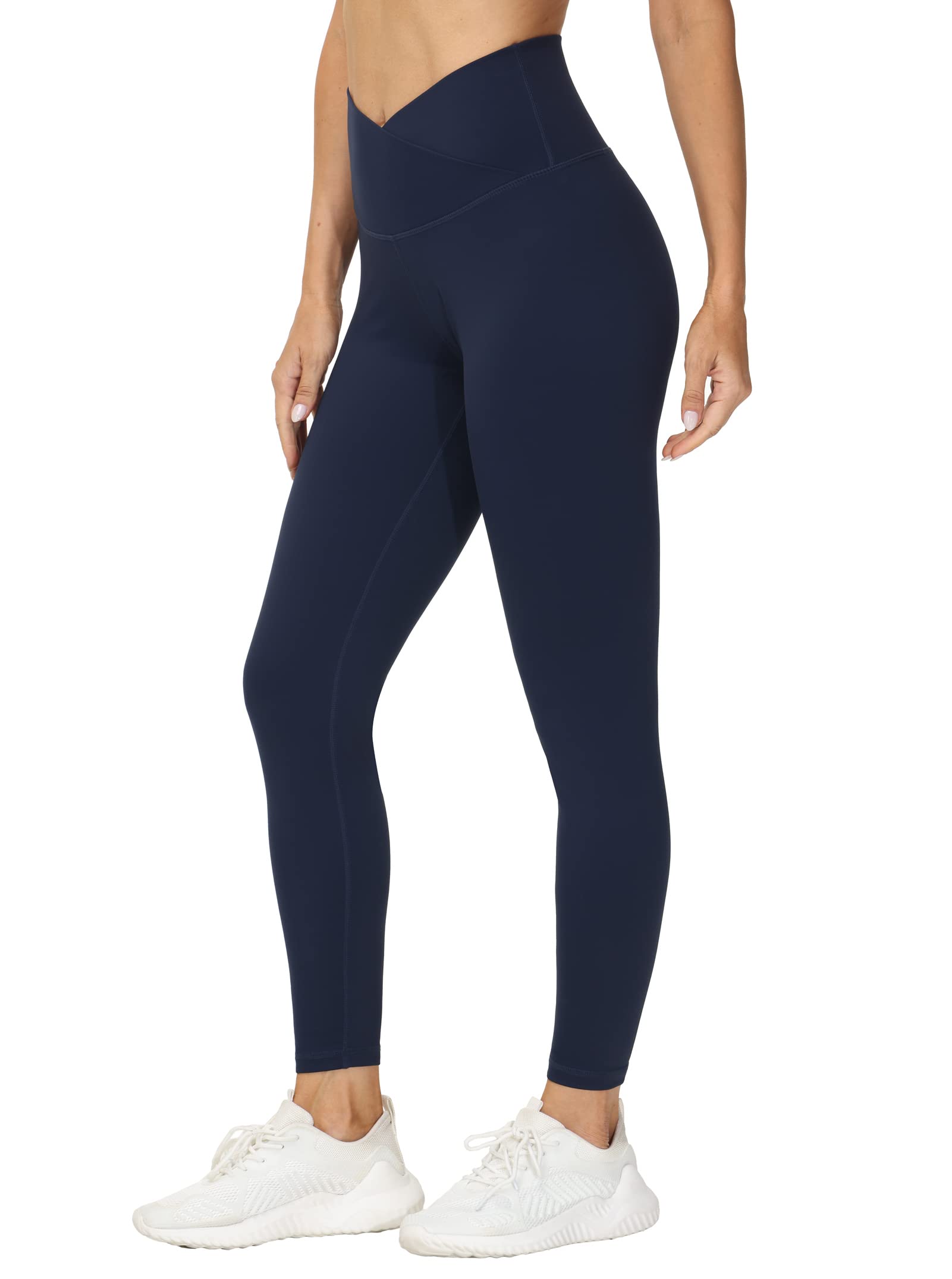 THE GYM PEOPLE Womens' V Cross Waist Yoga Leggings with High Waisted Tummy Control