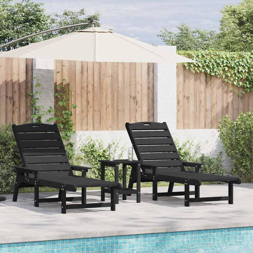 Set di 2 lettini prendisole in polietilene, 195,5 x 53 x 98,5 cm, resistenti alle intemperie, portata 220 kg, per giardino, terrazza, balcone, piscina, spiaggia e benessere