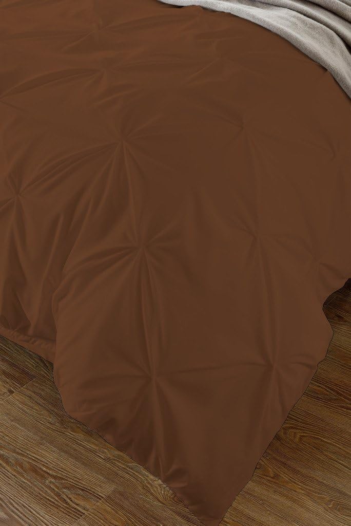 Stylish Pinch Pleated 1 PCs Decorative Duvet Cover(Chocolate, Full/Queen) Luxurious 100% Egyptian Cotton 400 Thread Count