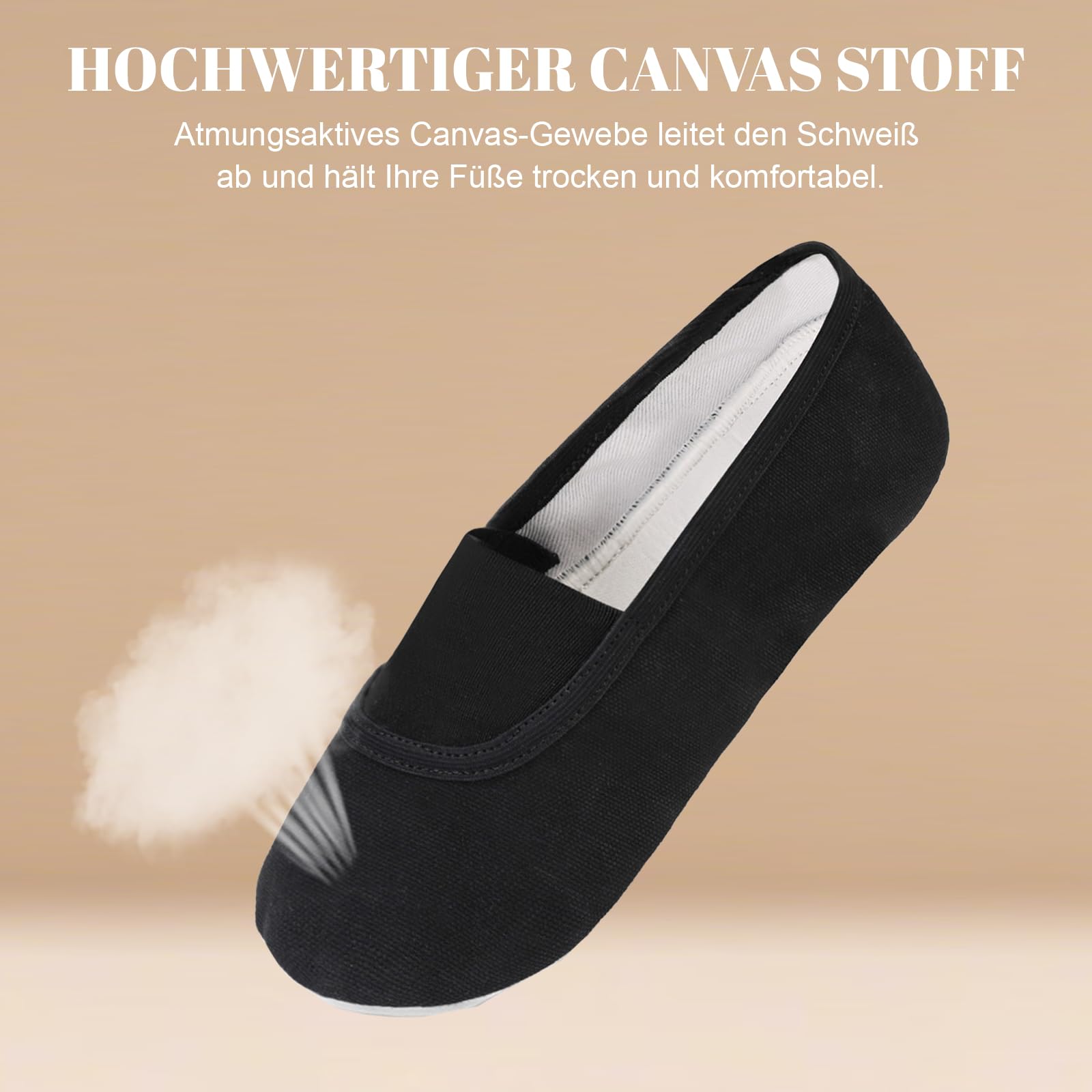 Unisex Turnschläppchen Mädchen Jungen Atmungsaktives Canves Gymnastikschuhe Damen Rindsleder Sohle Schläppchen Kinder Baumwollfutter Turnschlappen mit Breitem Gummiband Turnpatschen für Gymnastik Yoga