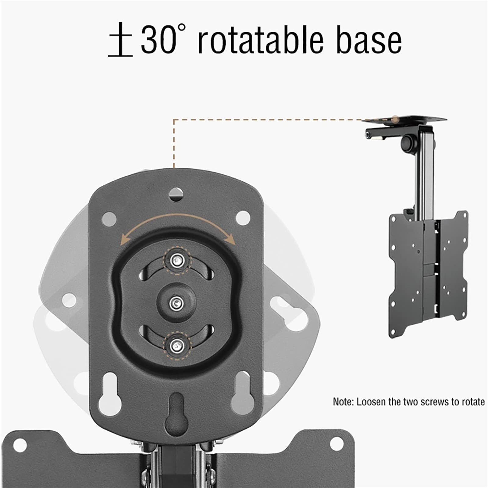 Soporte de techo para TV – Soporte manual abatible para pantallas planas de 17 a 37 pulgadas – Soporte de montaje plegable en techo inclinado para monitores y televisores