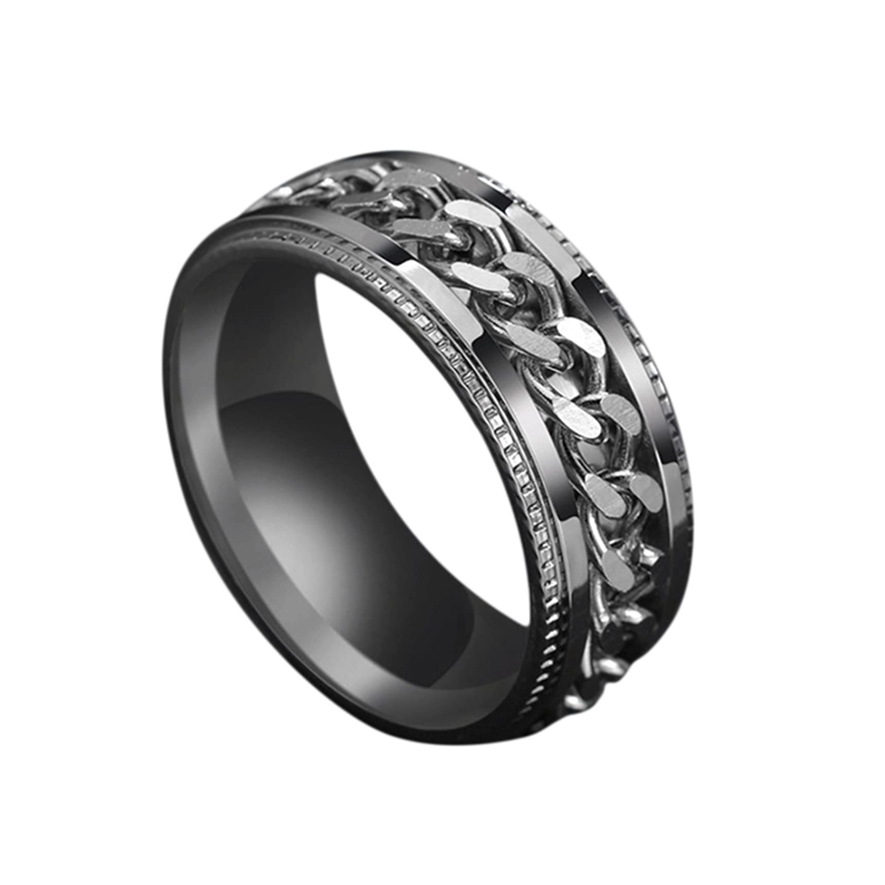 FOREVER BLINGSSpinner Ring Stainless Steel Fidget Ring Wedding Promise Band Rings for Men Women