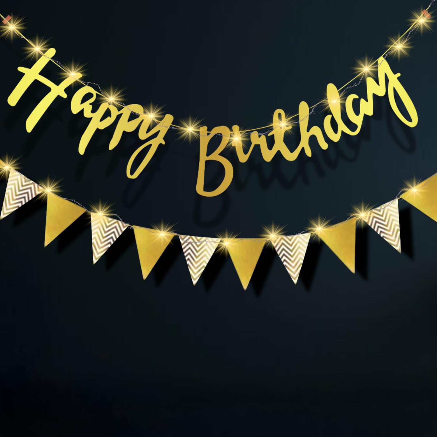 Party Propz Happy Birthday Banner | Led String Lights For Decoration | Paper Flags Decoration | Birthday Decoration Items | Bunting Flag Decoration | Led String Light