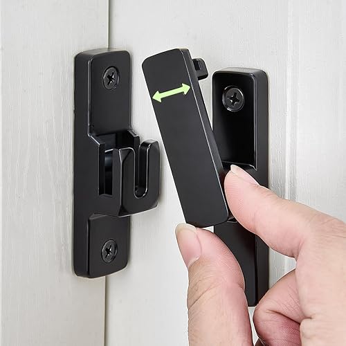 Miniatura 3 de Paquete de 2 pestillos negros abatibles de 90180 grados  Perno de bloqueo resistente para aplicaciones de puertas, graneros, jardines, vallas,