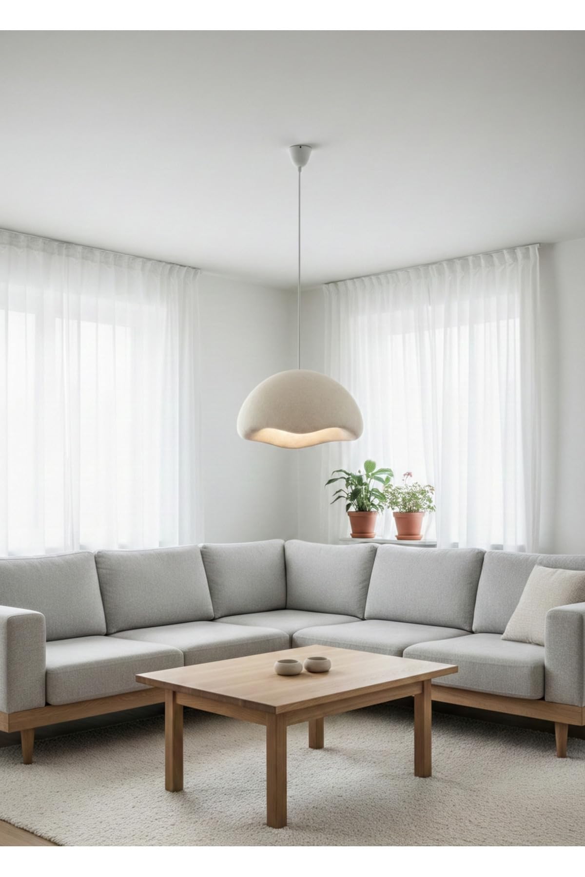 Limon 3D Desing Modern Beton Görünümlü Sarkıt Avize | Minimal Dalga Form | E27 Ampul Dahil btn-0052110