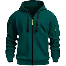 Zip Up Hoodie Men Cargo Tactical Hooded Sweatshirts Jacket With Pockets