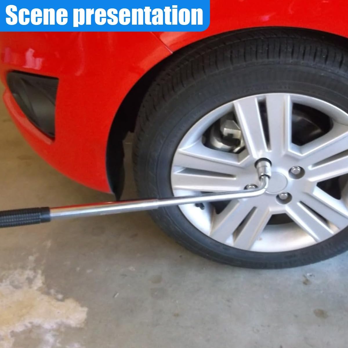 Car Telescoping Lug Wrench, Extendable Lug Nut Removal Tool with 17/19 mm & 21/23 mm Sockets, Universal Auto Wheel Brace Repair Accessories for Most Cars, SUVs, Trucks (Silver)