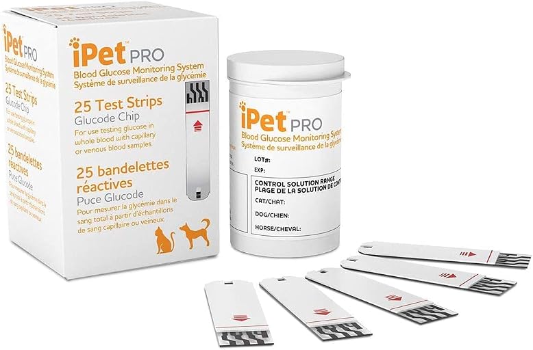 iPet PRO Blood Glucose Test Strips, 50 Count, Designed for Dogs and Cats | For Use with The iPet PRO Blood Glucose Meter Designed for Dogs and Cats. Comes with 25 Test Strips and Glucode Chip.
