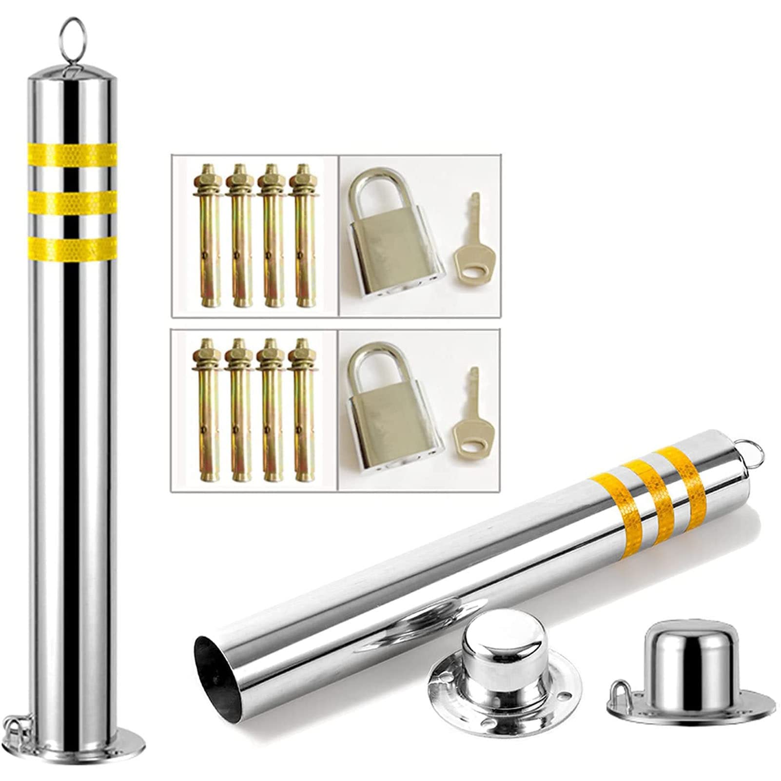 YNBSHGAA Driveway Security Bollards, Heavy-Duty Parking Posts for Vehicle Protection and Access Control,76×650mm