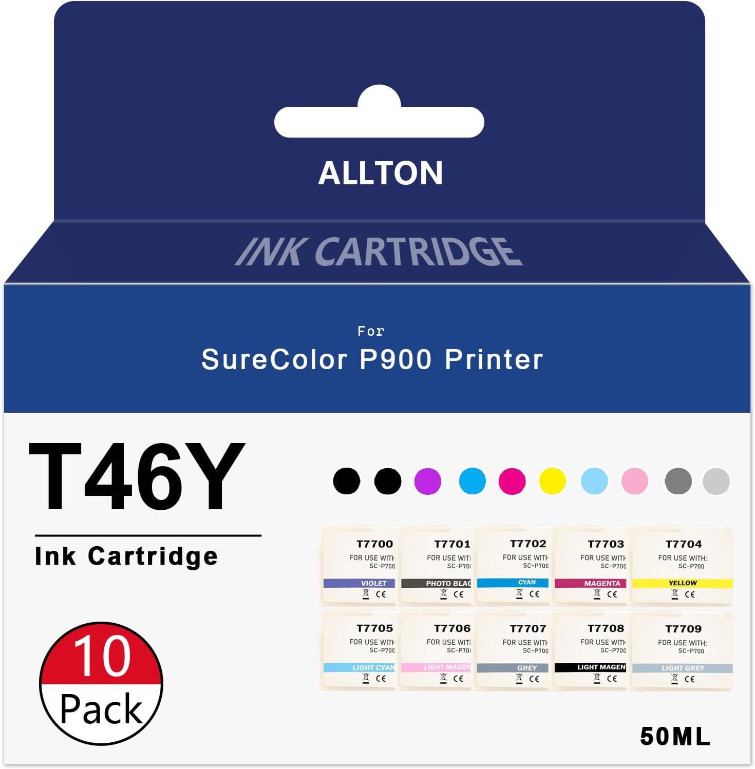 T46Y Ink Cartridges Compatible Ultrachrome PRO10 Ink T46YD00 T46Y100 T46Y200 T46Y300 T46Y400 T46Y500 T46Y600 T46Y700 T46Y800 T46Y900 ink Cartridge Replacement for SureColor P900 SC-P900 Printer