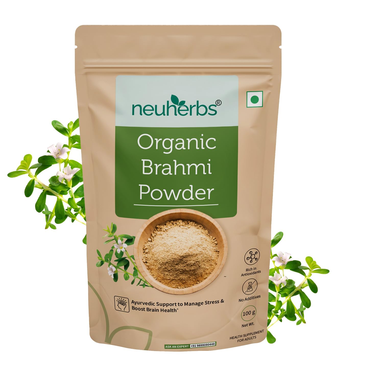 Neuherbs Organic Brahmi Powder (100 gm, Pack of 1) For Men & Women | Ayurvedic Care To Manage Stress & Boost Brain Health | Rich in Antioxident | 100% Pure & Natural | No Added Preservatives (B0CV9QJPND) Amazon Price History, Amazon Price Tracker