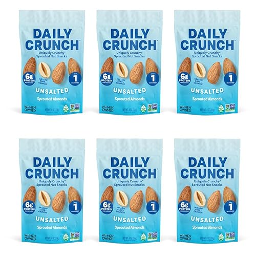 Daily Crunch Almendras germinadas, bolsas resellables de 5 onzas, paquete de 6, germinadas y deshidratadas para un crujido Ăşnico, apto para dieta Daily Crunch Almendras germinadas, bolsas resellables de 5 onzas, paquete de 6, germinadas y deshidratadas para un crujido Ăşnico, apto para dieta