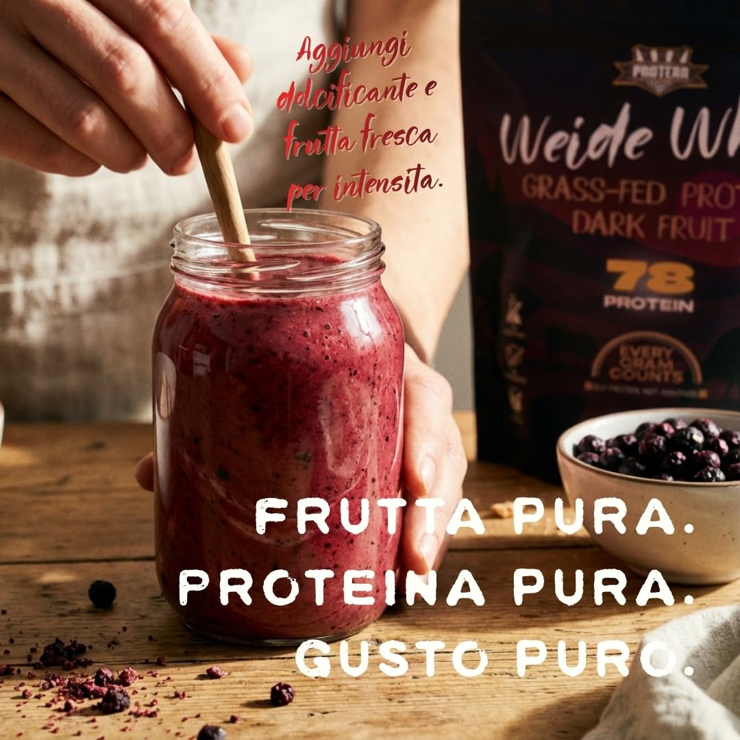 Protero Weide Whey Dark Fruit • Qualità Grass-Fed • Senza Zuccheri né Dolcificanti Aggiunti • 800g