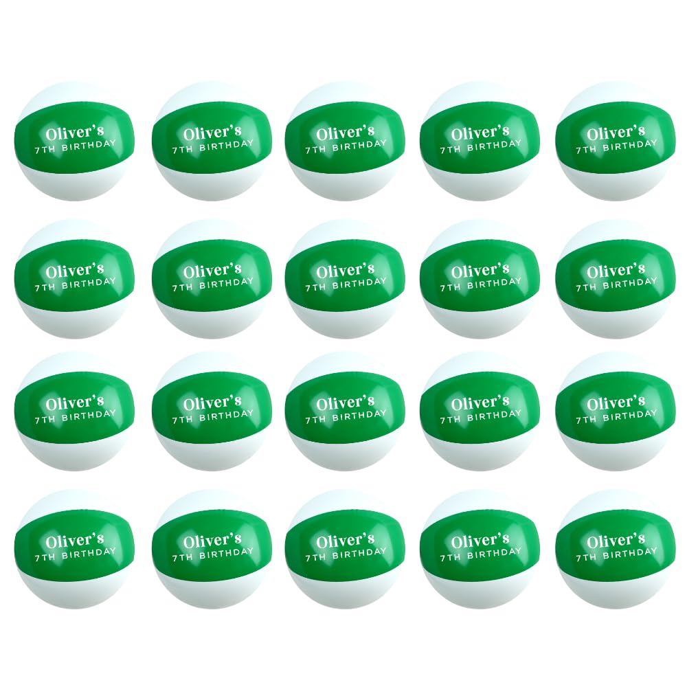 GiftsinaJiffy Personalised Inflatable Beach Balls, Custom Name Pool Party Balls 22cm, Summer Party Favours for Kids & Adults, Hen Party, Birthday, Holiday & Bulk Beach Accessories (Green)