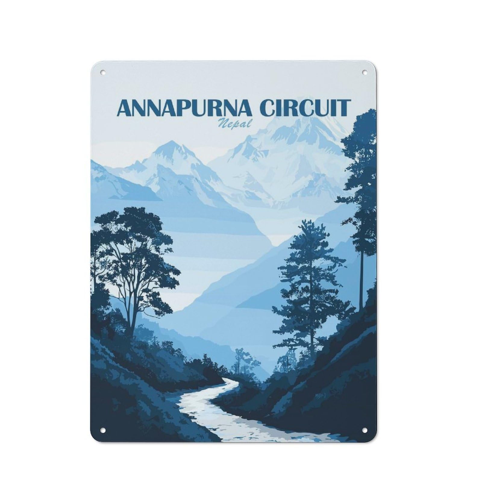 Junmoney Style-19 Decorative Tin Plaque With Annapurna Circuit Nepal Landscape Art Design 40X30cm, Decorative Novelty Wall Art For Bedroom, Kitchen, Office Or Living Room