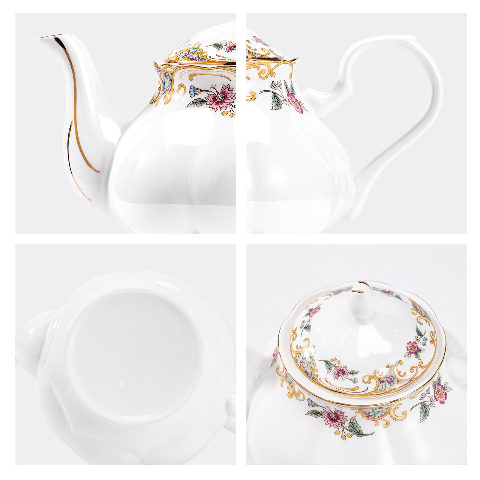 Jingdekiln China Antique Ceramic Tea Pot, English Vintage Decorative Porcelain Teapot For Tea Parties 16 Oz