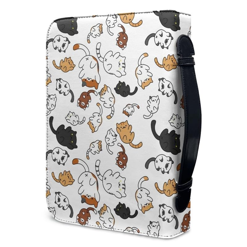 Garronmavis Cartoon Cats Bible Cover Books Book, Cute Kitten Painting Bible Holder, Line Drawing Bible Cases for Worship - M - Image 3