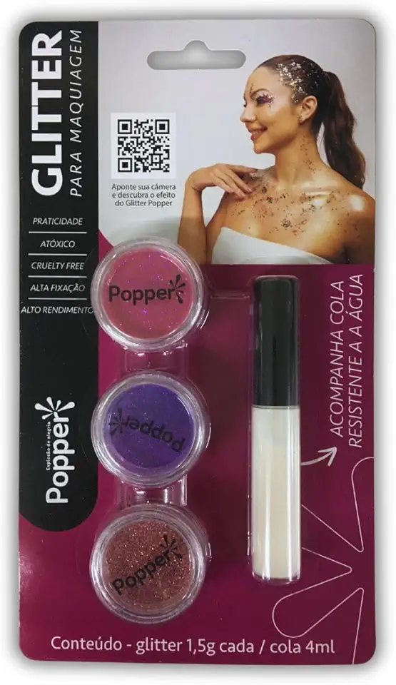 Kit Cola + Glitter para Corpo e Rosto (ROSA GLITTER)