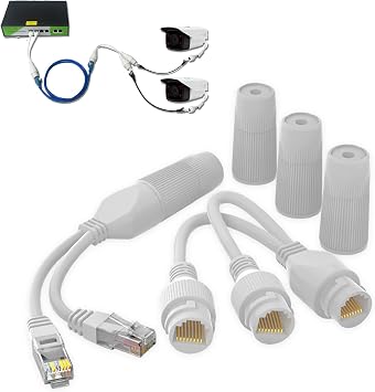 Ethernet Splitter ، محول بوو كومبينر مقاوم للماء ، تشغيل كاميرتي IP على كابل شبكة واحد