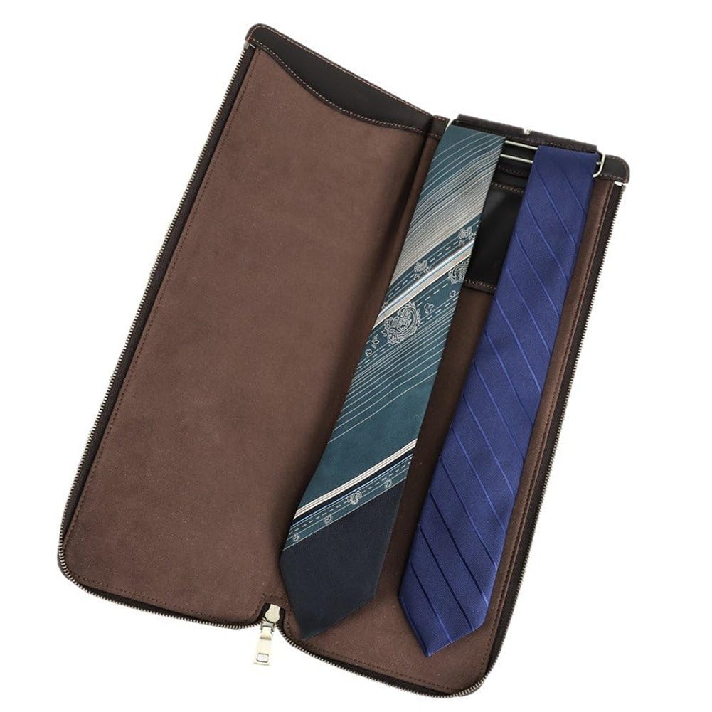 Porta Cravatte in Pelle con Gancio, Borsa Portatile per Due Cravatte, Ideale per Viaggi d'Affari E per L'uso Quotidiano.