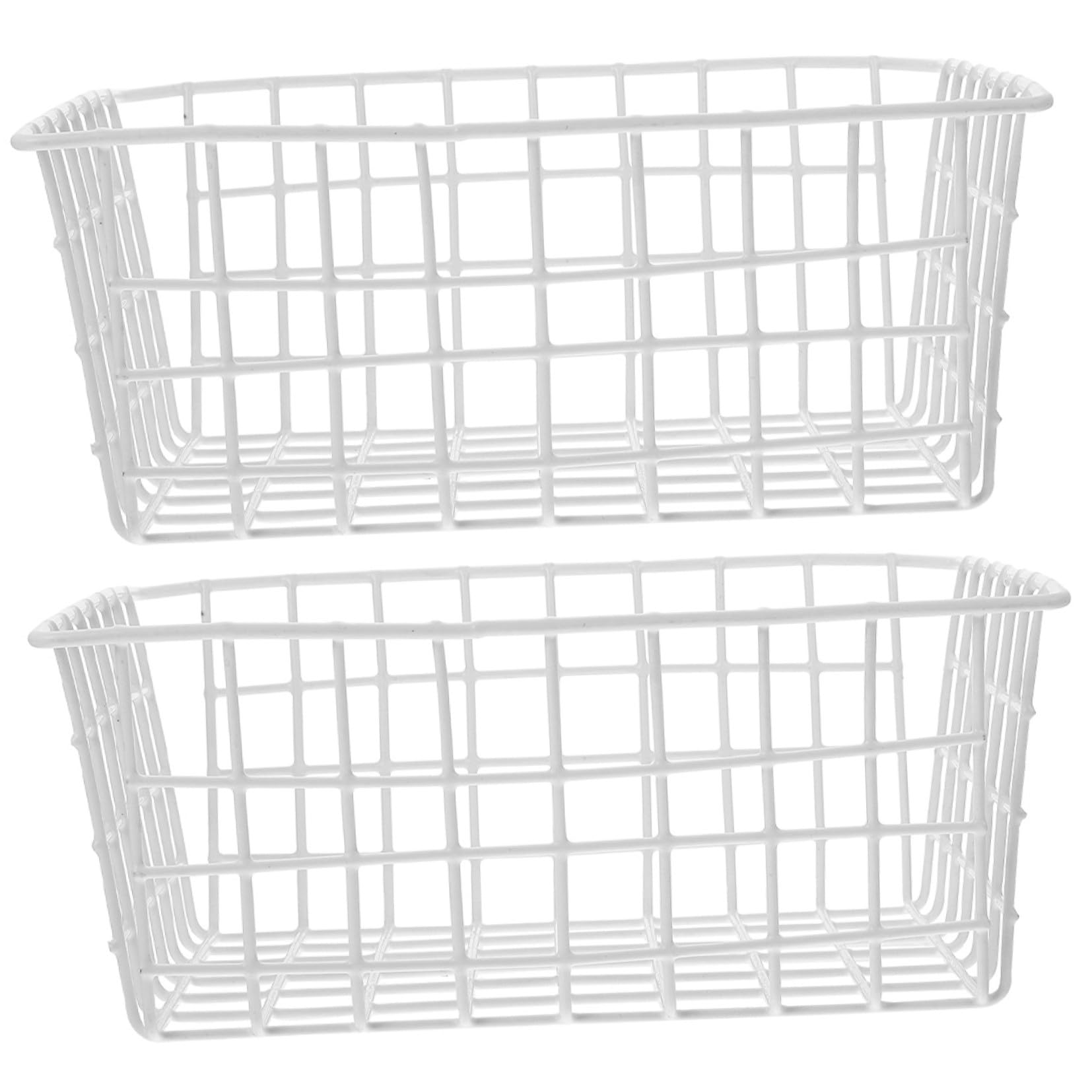 Panier de rangement congélateur drainant et antirouille en métal blanc x2