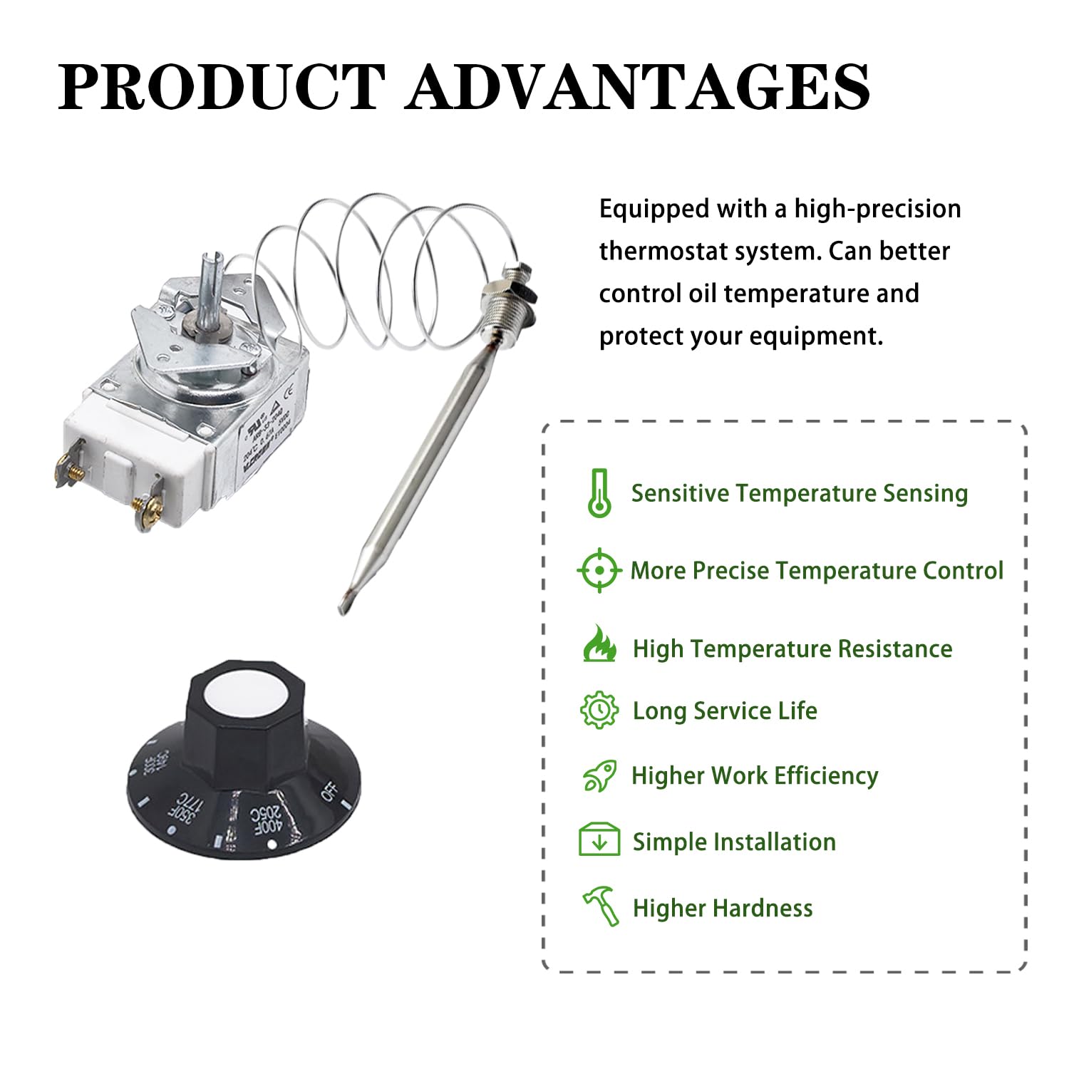 60125401 Deep Fryer 1175 Thermostat with Knob Switch, Millivolt Thermostat RX-1-36, 1/4