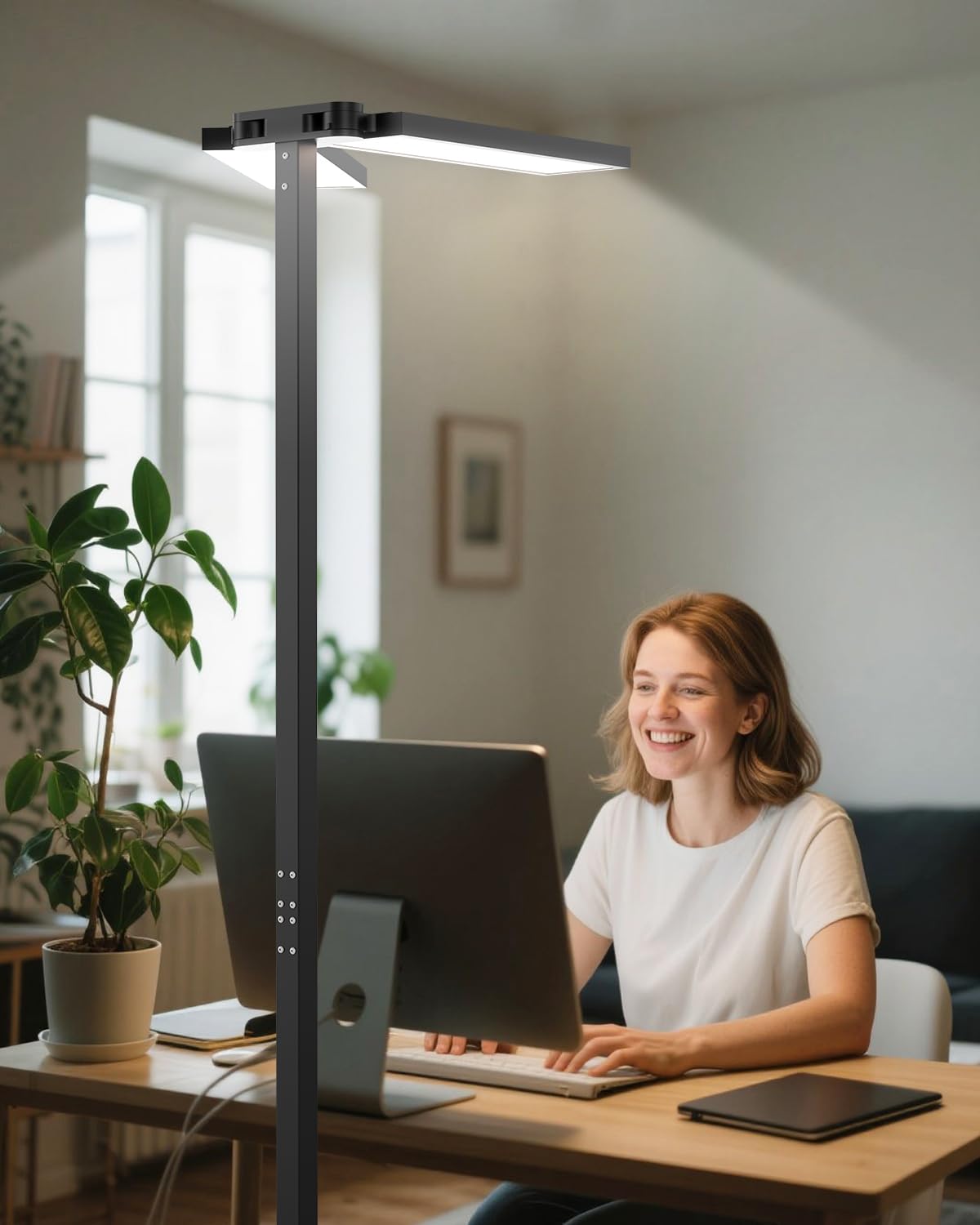 SOLLA Lampada da terra a LED per ufficio, luce diurna, lampada da ufficio, lampada da terra Uplight e downlight, 80 W + 40 W UGR≤16, adatta per uffici, biblioteche, cameretta dei bambini, sale