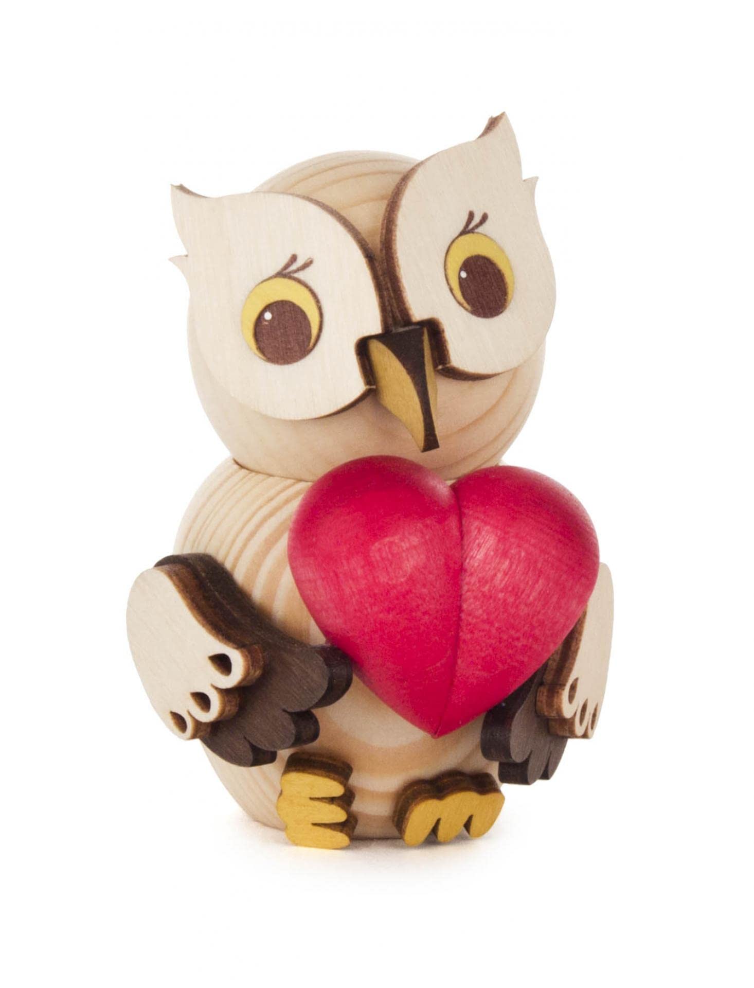 Mini hibou miniature avec cœur pour embellir une étagère vide facilement