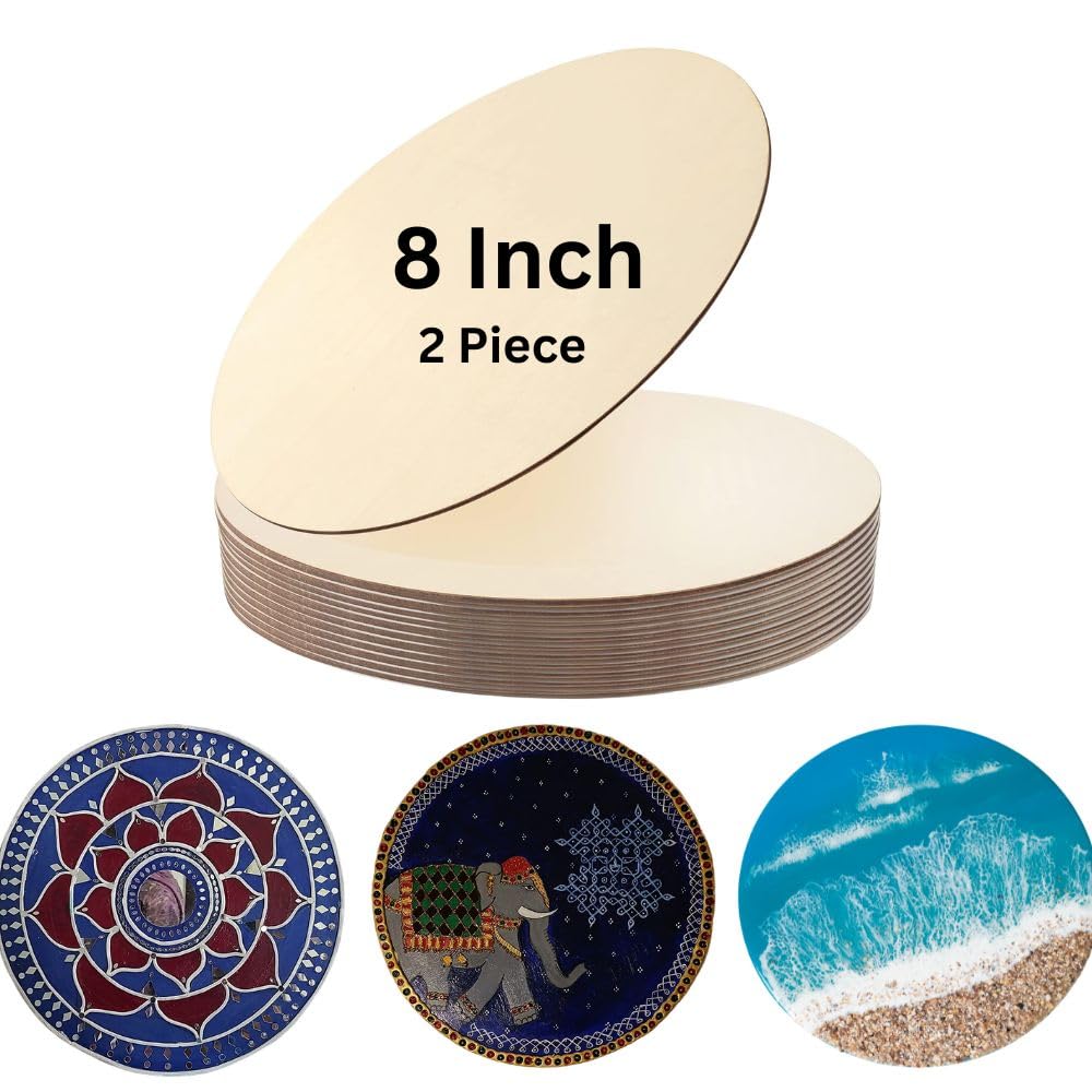 MDF Board Round 8 Inch for Art and Craft Set of 2 MDF Round Circle Pine Wood 8 inch 2 mm Thick Unfinished Round Wood Base for Resin Art, Mandala Art, Pyrography, Painting-image-47