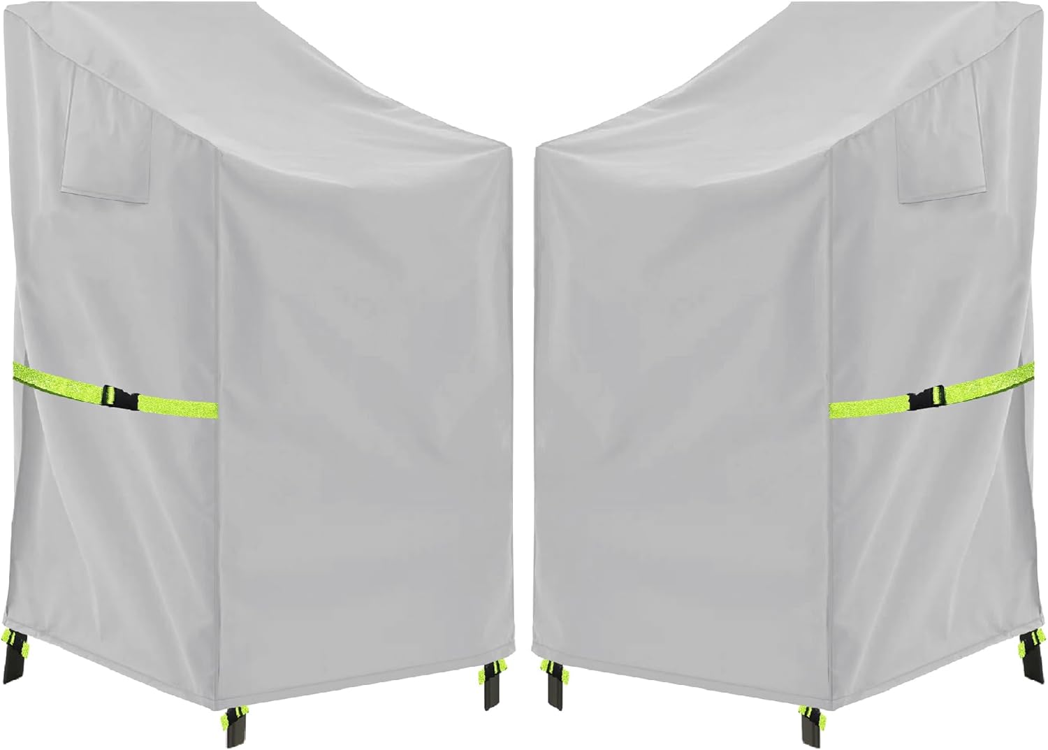 Stackable Patio Chair Cover - 600D High Back Outdoor Chair Cover Waterproof & Heavy Duty, 2 Pack Lawn Furniture Stacking Seat Cover for 4-6 Outdoor Stackable Dining Chairs - 28 x 36 x 47 Inch