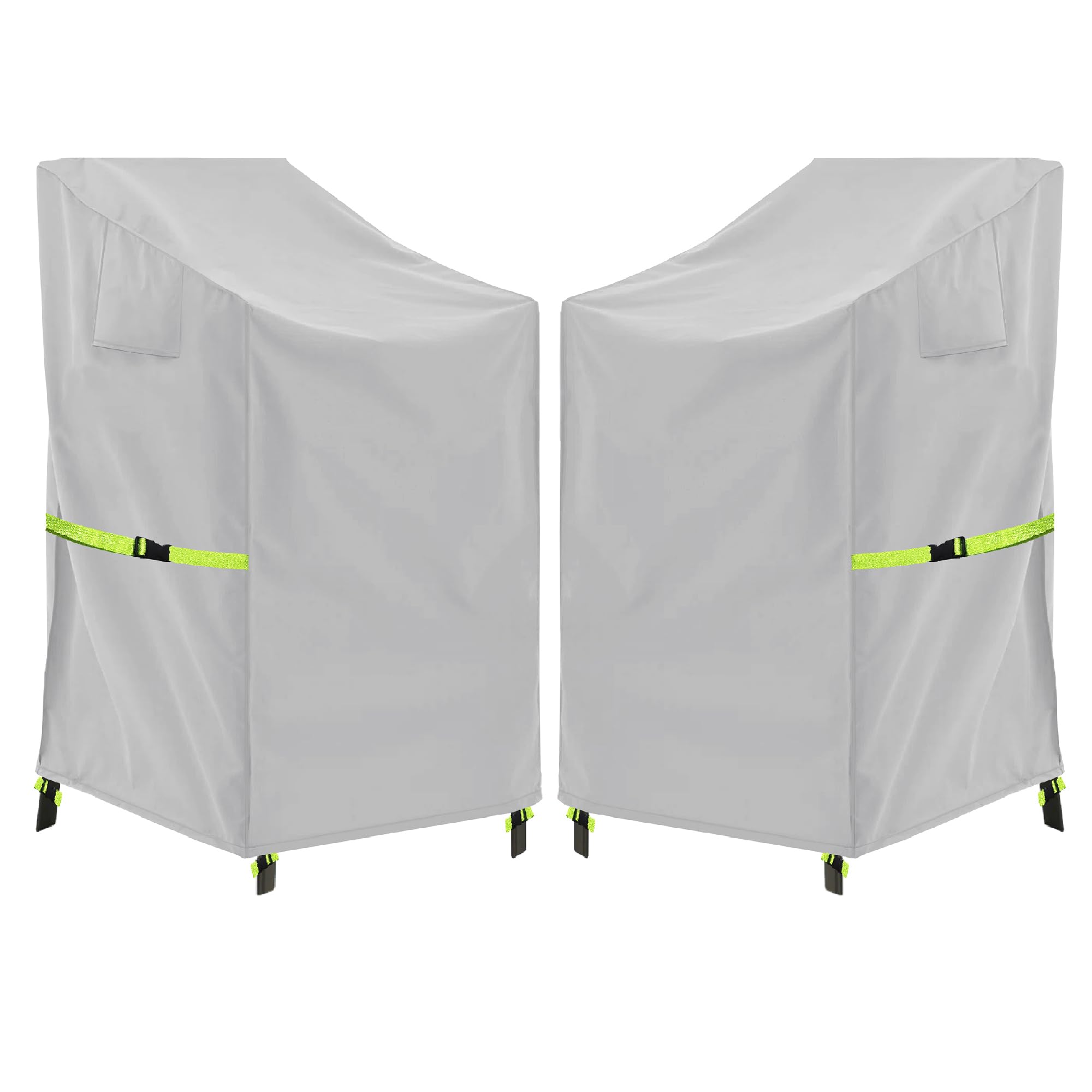 Stackable Patio Chair Cover - 600D High Back Outdoor Chair Cover Waterproof & Heavy Duty, 2 Pack Lawn Furniture Stacking Seat Cover for 4-6 Outdoor Stackable Dining Chairs - 28 x 36 x 47 Inch