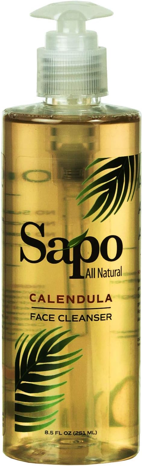 Sapo All Natural Calendula Face Cleanser. Healing, Renewing and Restoring Facial Cleanser. A Facewash for All Skin Types with Vitamin B, C and E. Great For Combination Skin. Made in the US - 8.5 Oz