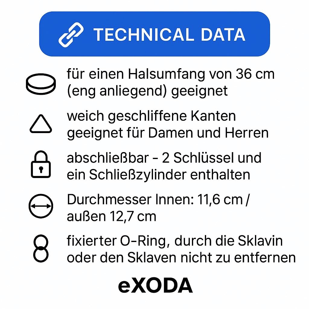 eXODA Collar SM para señoras de acero inoxidable con junta tórica bloqueable para su esclavo sexual