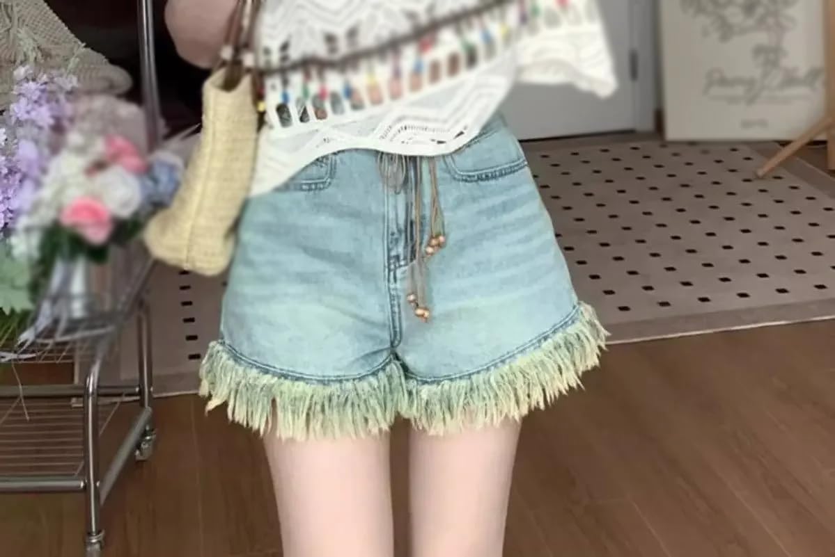 Denim Shorts for Women High Waist Loose Wide-Leg A-line Pants