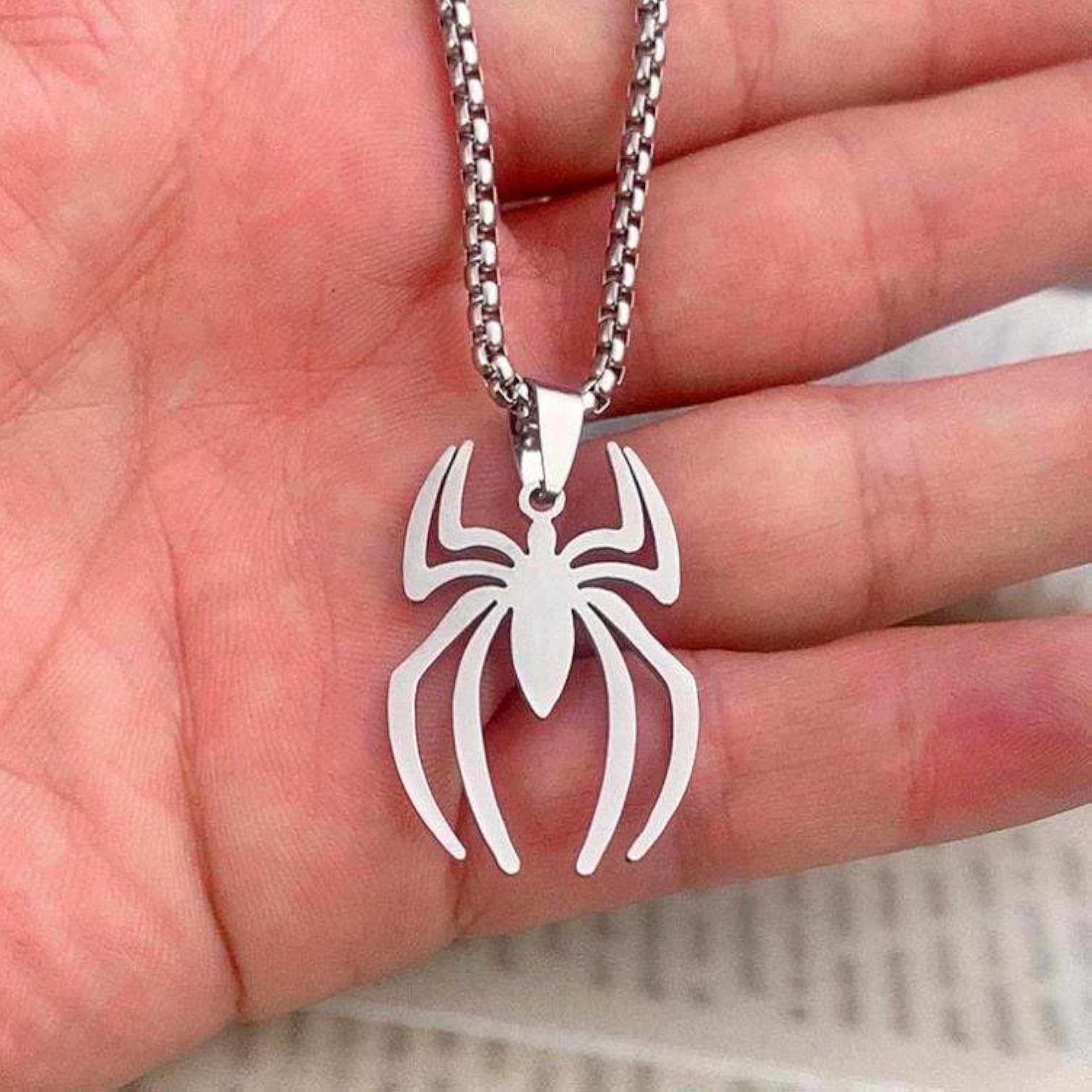 Spider Silver Chain Necklace for Men & Boys