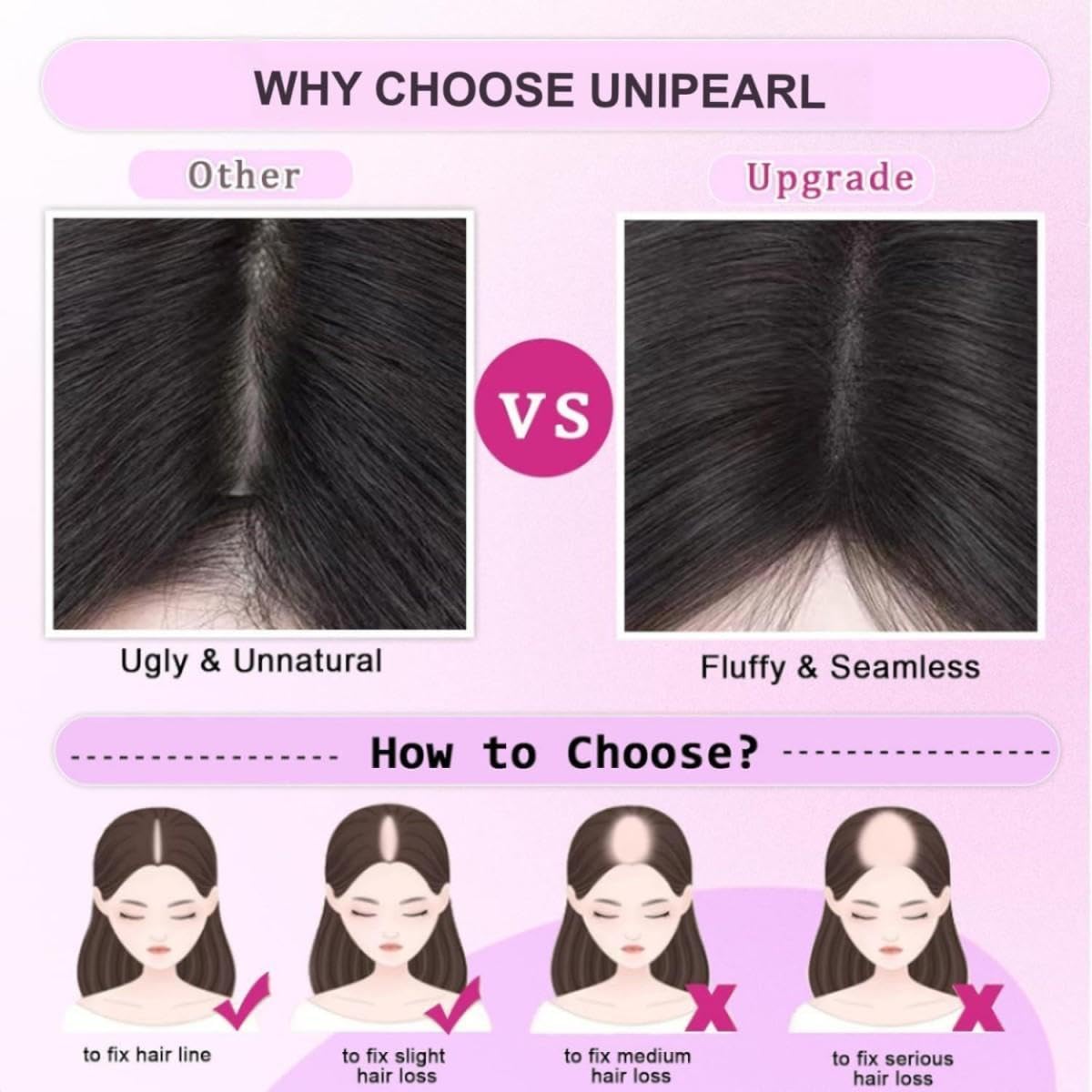 Toppers para mujer, pelo humano, color marrón claro, con clip en piezas de pelo real, para cabello fino, parte superior de la cabeza, mullida, sin flequillo