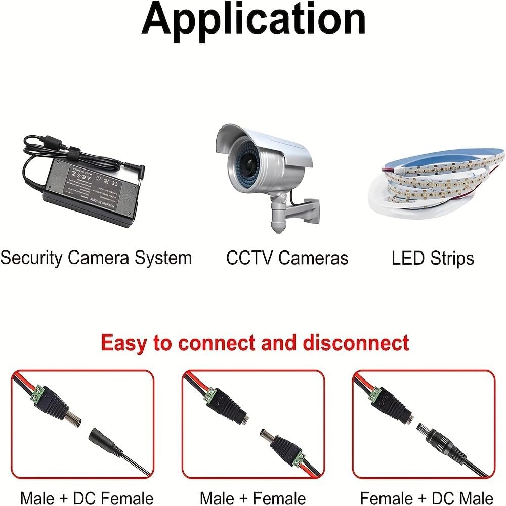 [DC Power Connector] 5pcs DC 12V Power Connector | Male/Female Socket Barrel Plug Adapter 5.5mm x 2.1mm for LED Strip CCTV Cameras Supply Terminal