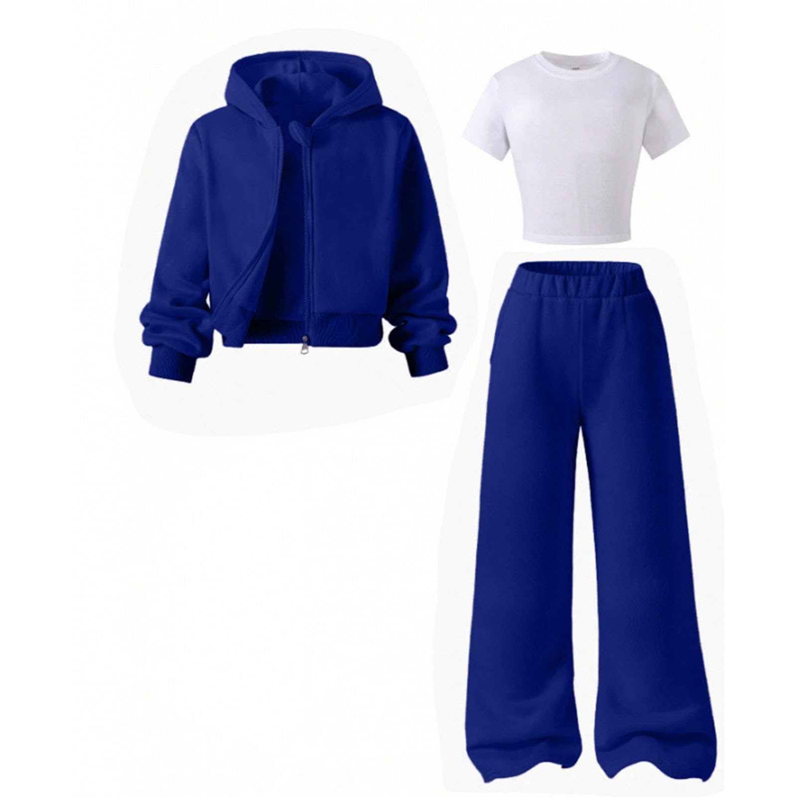 Chándal con capucha y cremallera para niñas y pantalones de pierna
