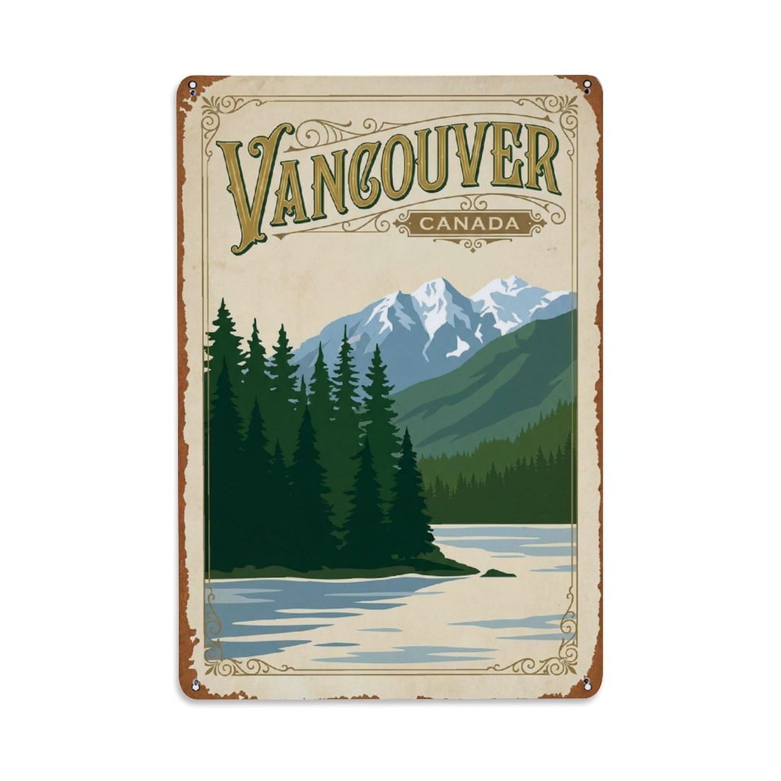 Retro Travel Canada Vancouver Metal Tin Sign