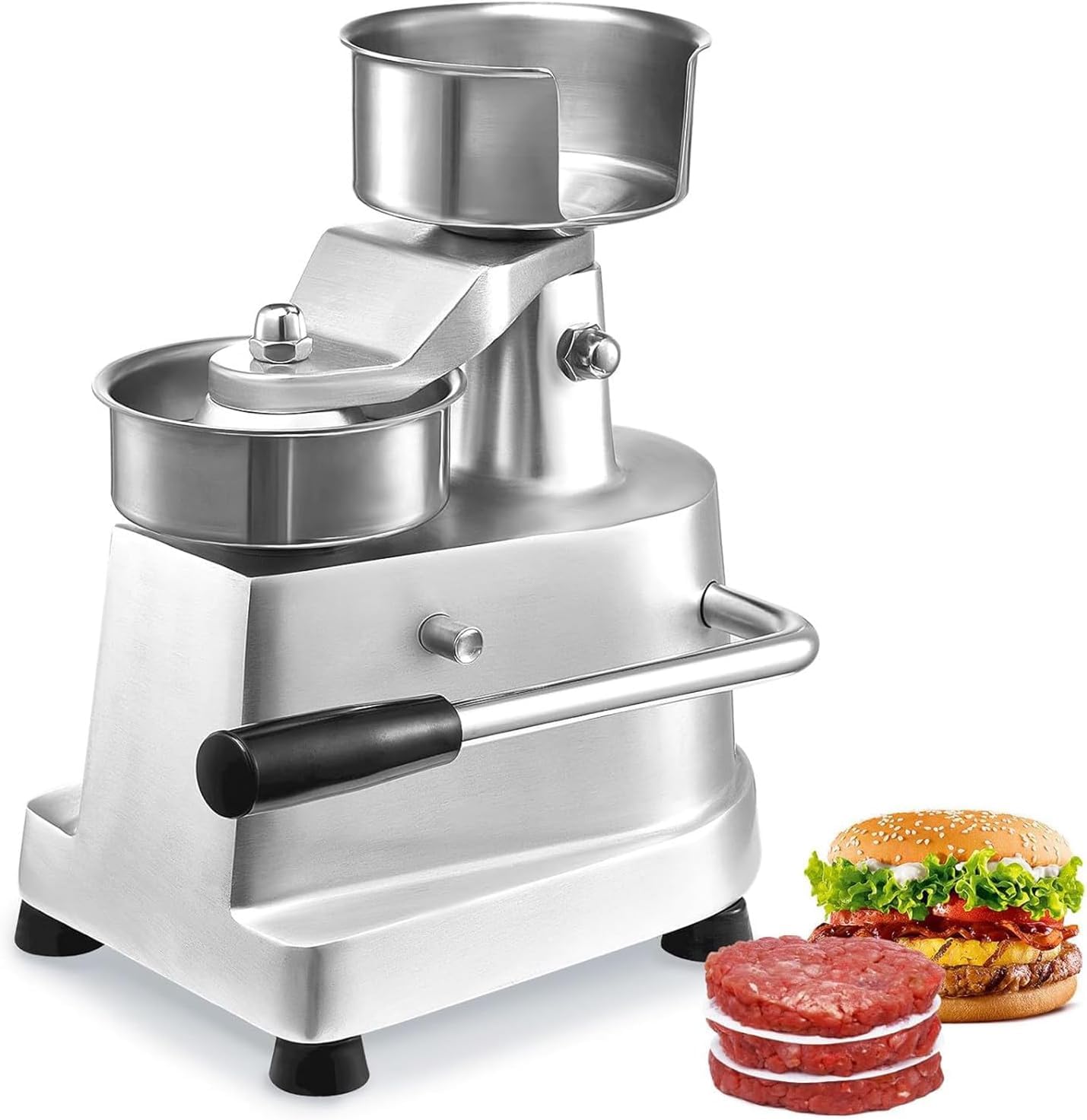 Máquina para hacer hamburguesas, prensa de acero inoxidable para hamburguesas caseras, solución fácil de formar hamburguesas para restaurantes y camiones de comida, diámetro