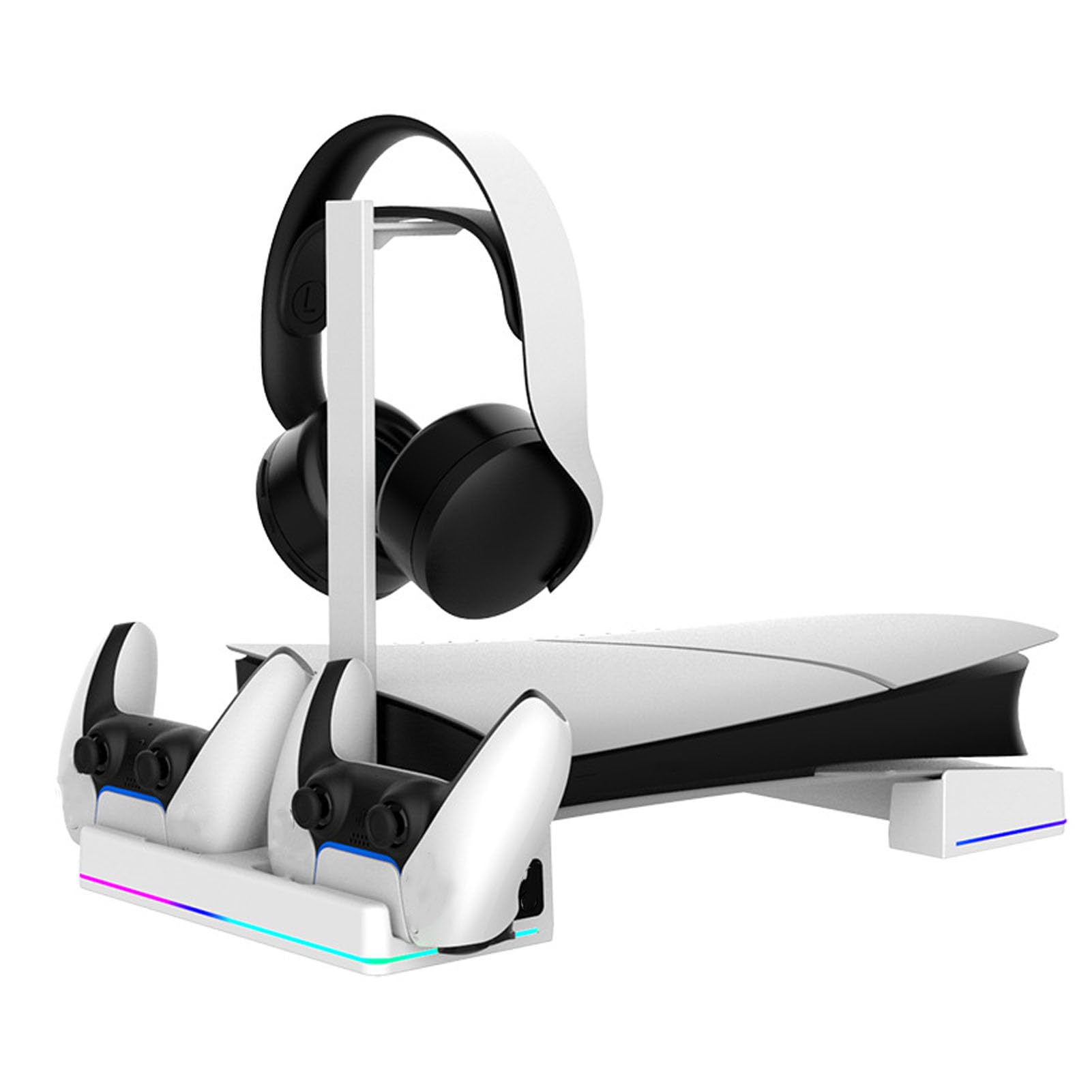Cocoarm Supporto per Stazione di Raffreddamento Orizzontale, Supporto per Console in ABS con Stazione di Raffreddamento, 3 velocità di Ventola 14 RGB Porta USB di Ricarica per Doppio Controller per