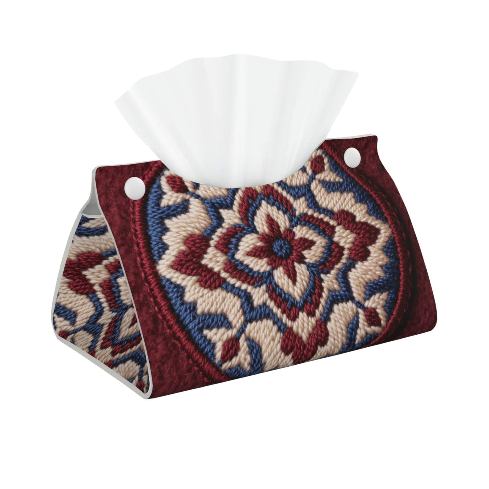 round badge Long Leather Tissue Box Cover-Waterproof PU Leather Tissue Holder for Bathroom, Decorative Rectangular Tissue Case