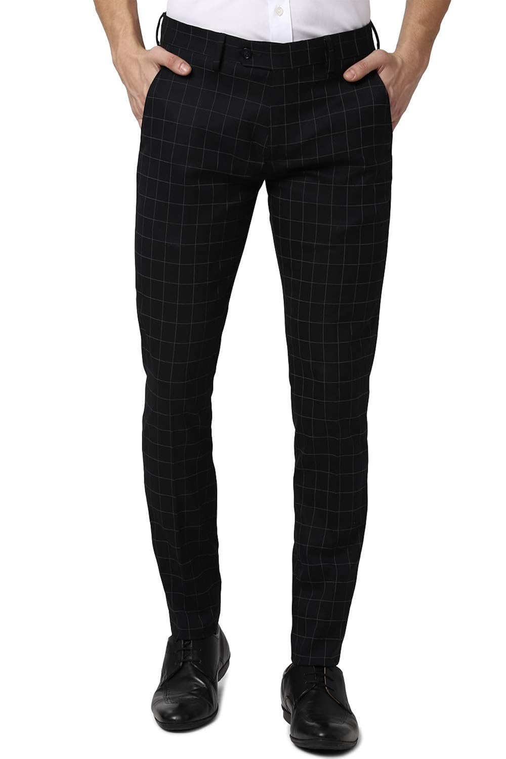 Peter England Men's Slim Fit Formal Trousers (PETFMULP157293_Black_36
