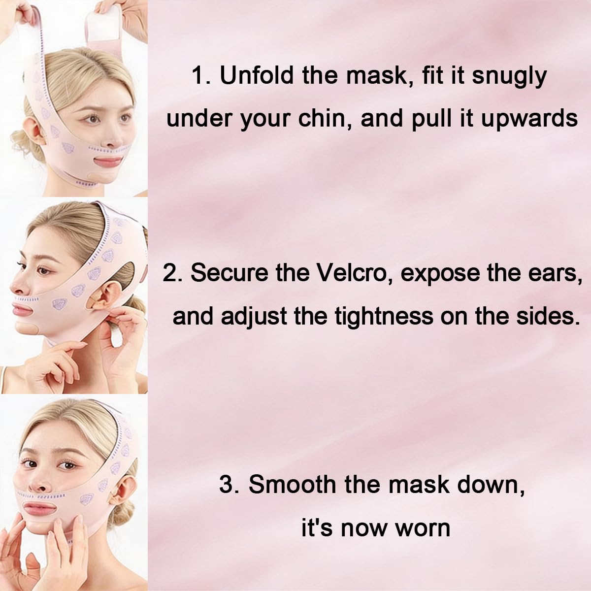 2 Piezas Correa Facial V Line Ajustable, Mascarilla para Papada Reutilizable en Forma de V, Banda de Ajuste de Cara de Barbilla en Forma de V, Banda Reafirmante Facial Transpirable, Ideal para Reducir — view 4
