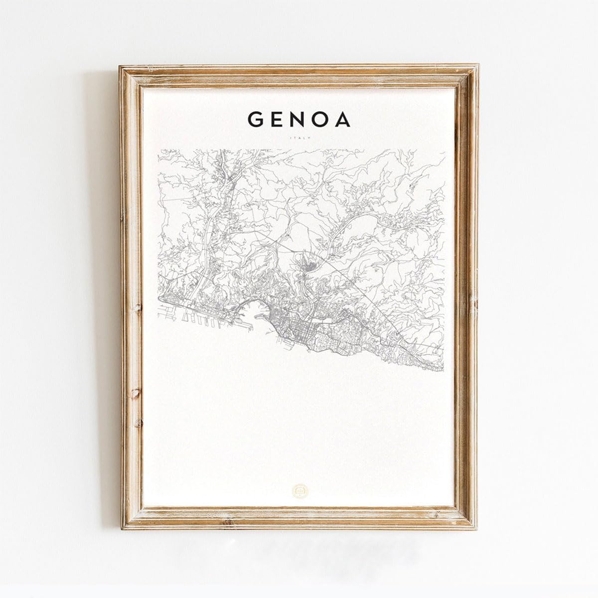 Modern Grey Poster of Genoa Italy | 11x17 12x18 16x24 24x36 Unframed Mininal Wall Art | Minimalism Hometown City Traveler Print for Gift | Minimalist Home Office Decor