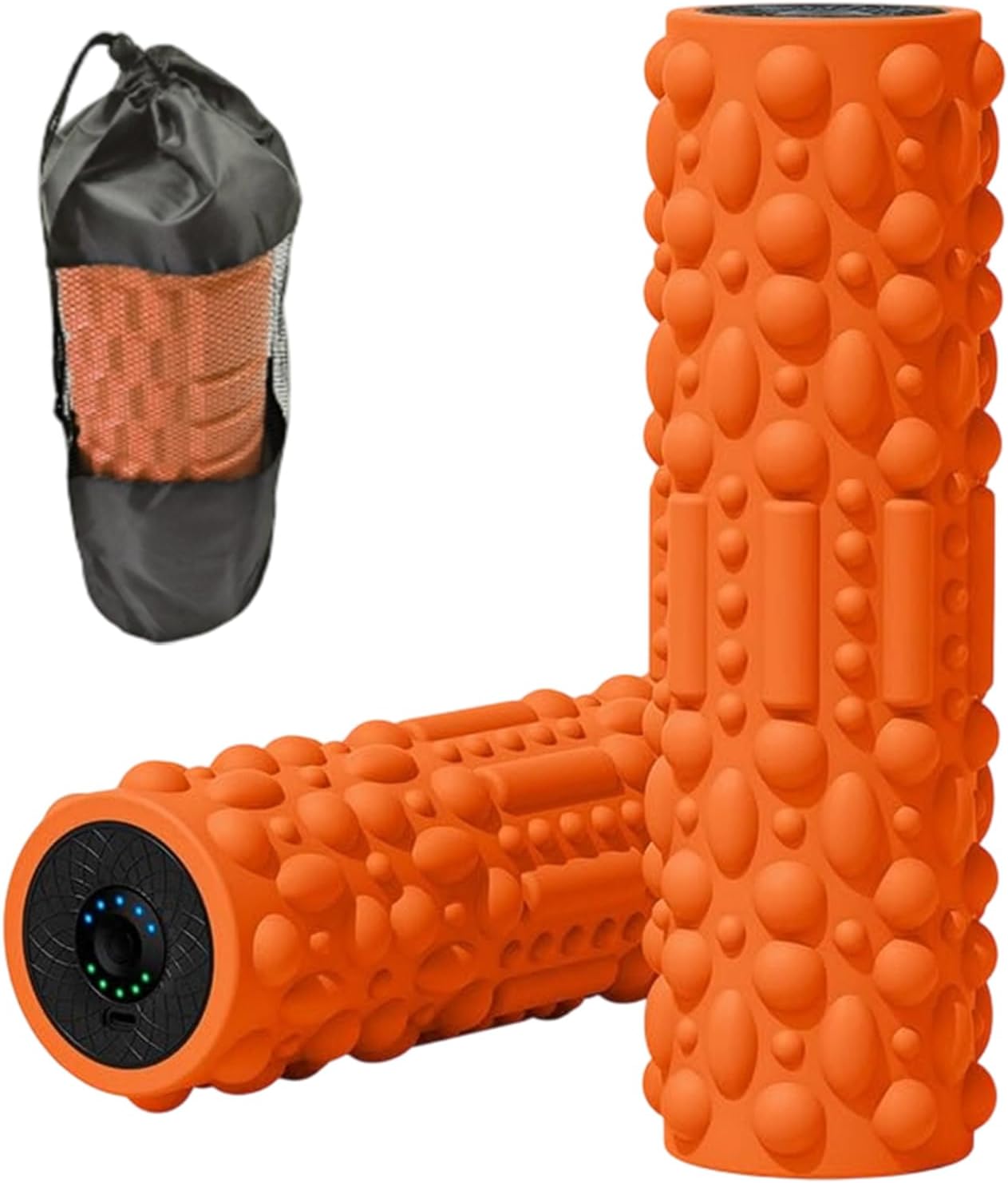 5 Speed Vibrating Foam Roller for Muscle Relaxation Fitness Sports | 12'' High Density EVA Electric Roller,4 Shaped Massage Points,Storage Bag,Electric Rolling Massager for Gym Home Office