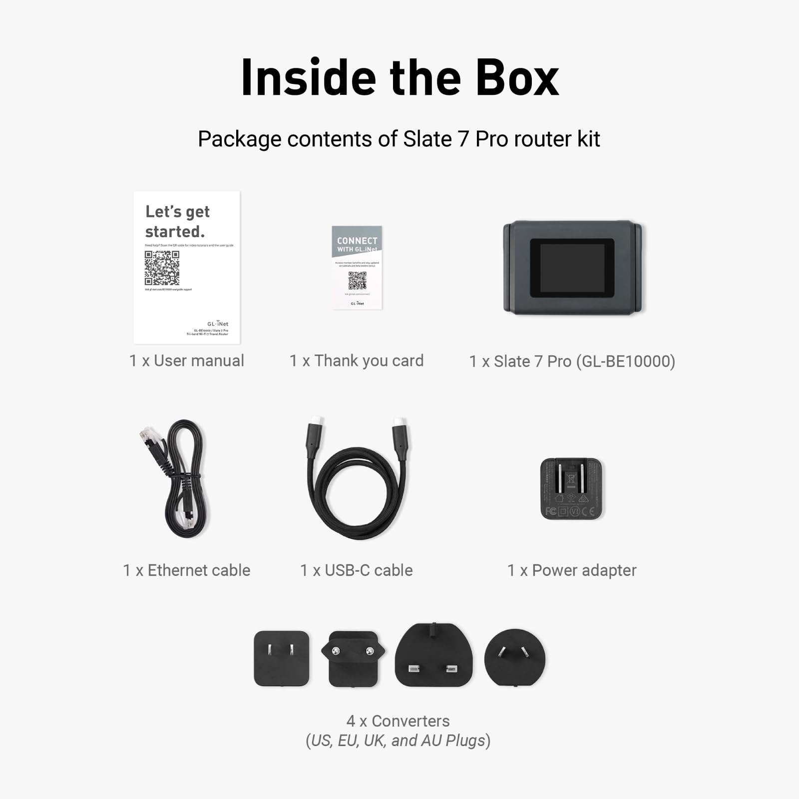 GL.iNet Slate 7 Pro (GL-BE10000) Routeur de voyage Wi-Fi 7 tri-bande – 6 GHz 5,7 Gbit/s, MLO, écran tactile 2,8", VPN WireGuard 1,1 Gbit/s, sécurité DPI, double 2,5 G + Mwan3, OpenWrt – Voyage