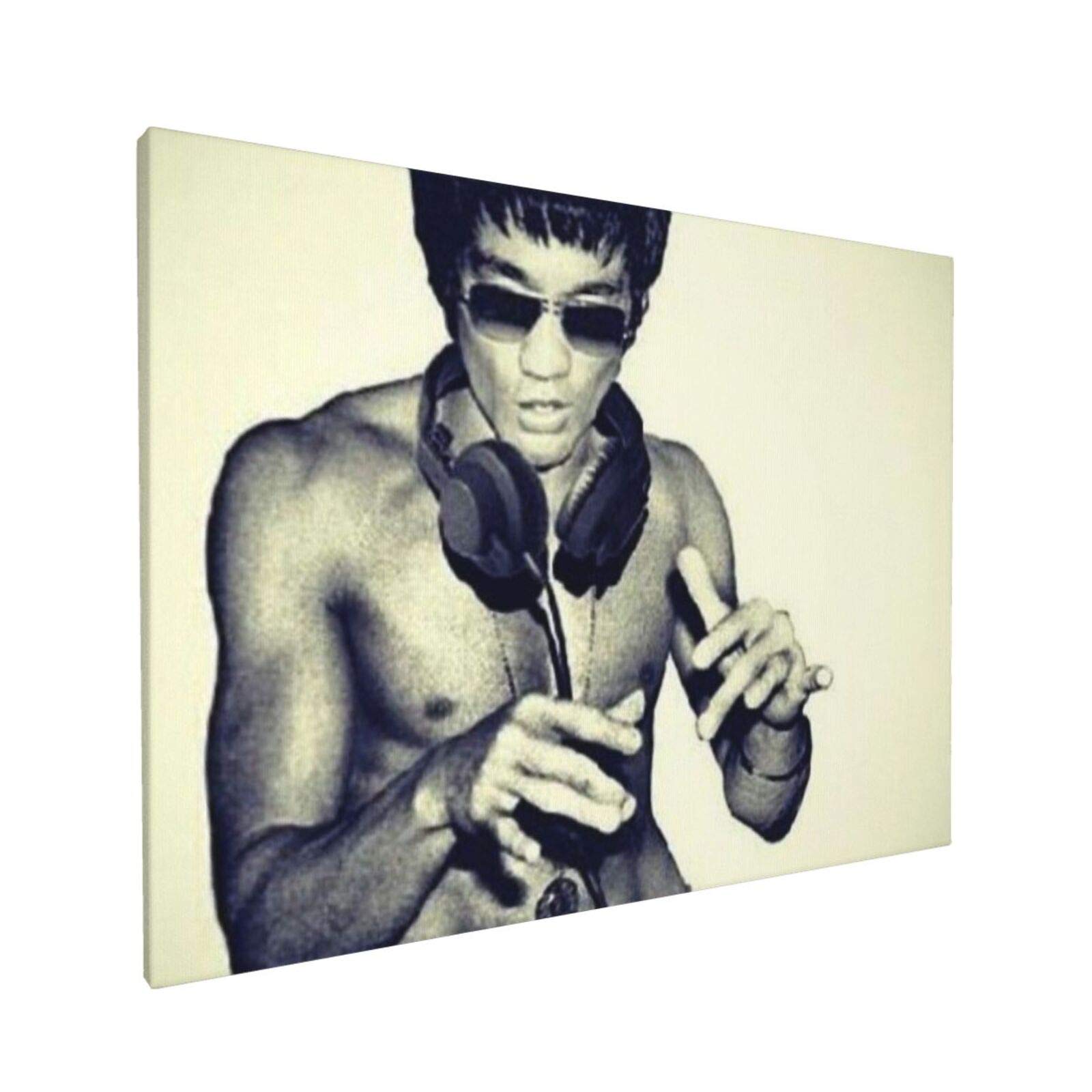 Kousaka Framed Wall Art Canvas Bruce Lee Dj Giclee Print Artwork Pictures Modern Wall Decor for Bedroom Living Room Office Home Ready to Hang